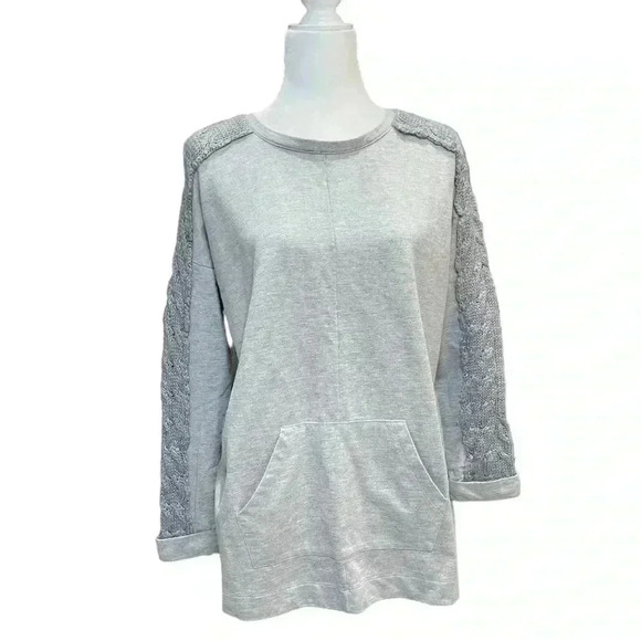 Soft Surroundings Ana Pullover Tunic Chunky Knit sleeves Gray size M - Picture 1 of 6